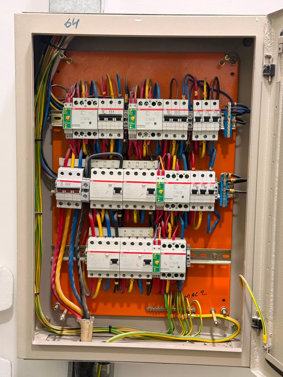 Contactor bank and control wiring across the rail