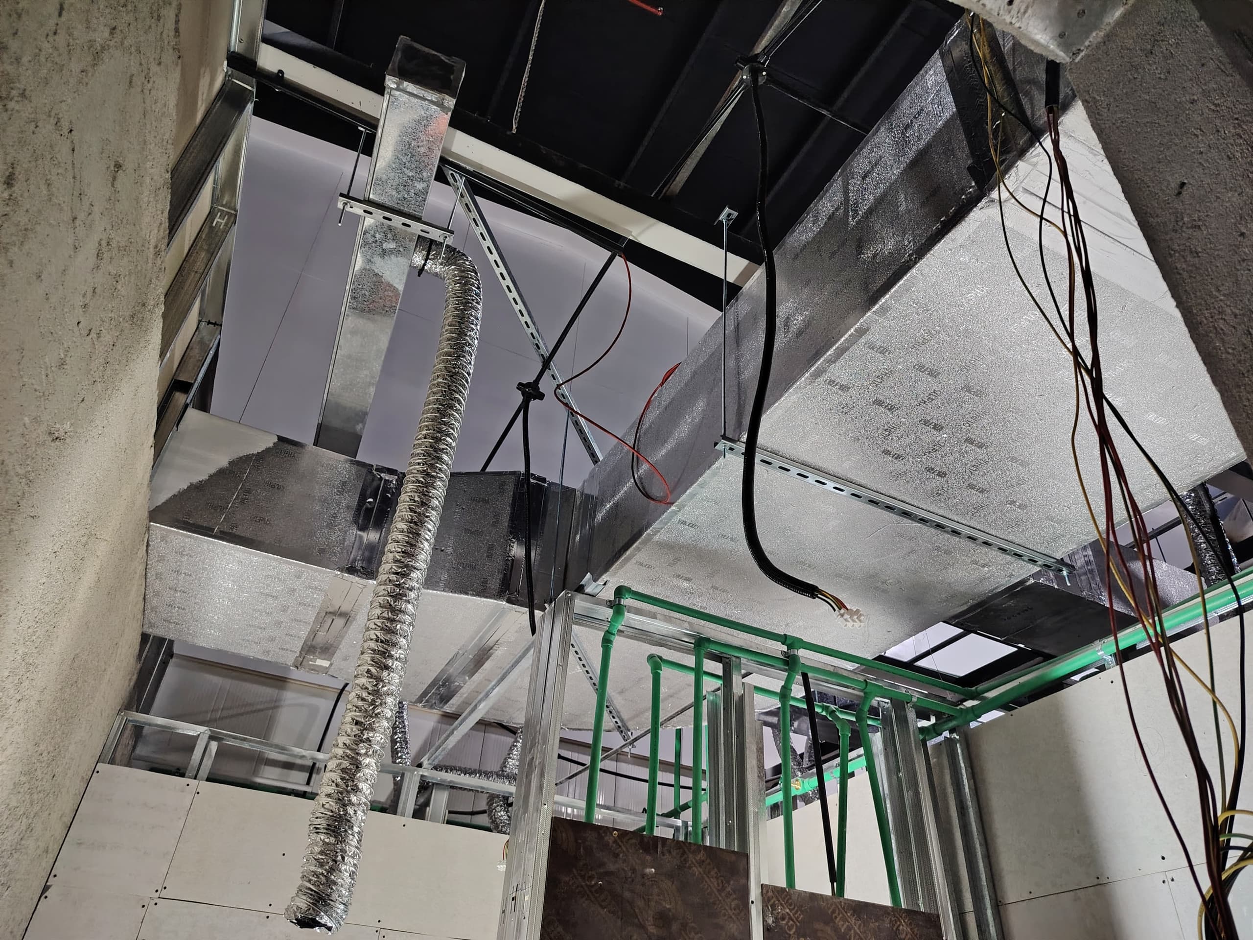 Ductwork and containment run at high level